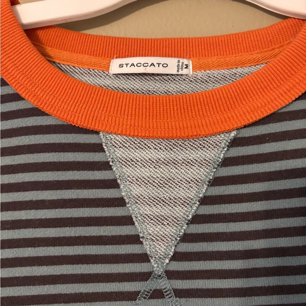 Staccato Striped Long Sleeve Sweatshirt with Orange Trim Women’s Medium